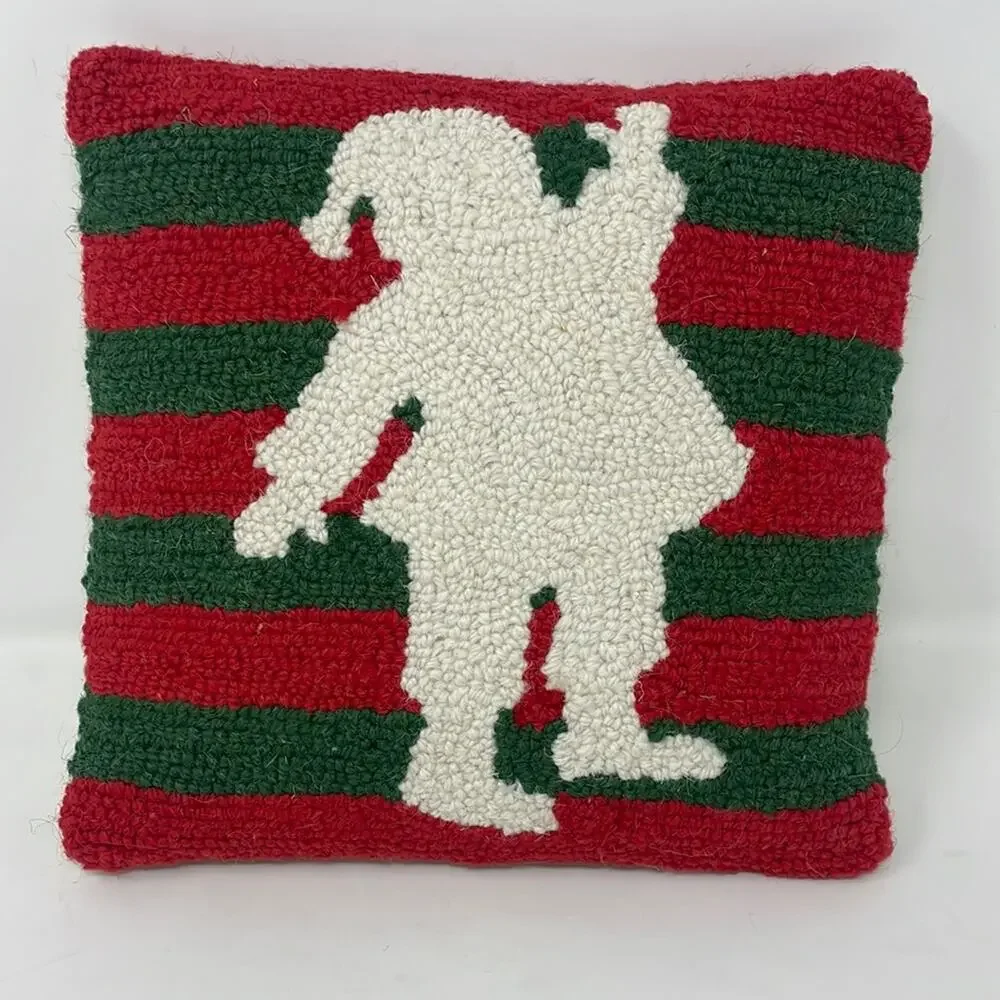 New! Peking Handicraft looped wool Classis Christmas Santa pillow